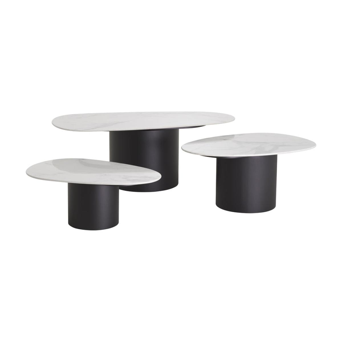 Eichholtz Set of 3 Zane Coffee Tables in White Ceramic Marble – image 2