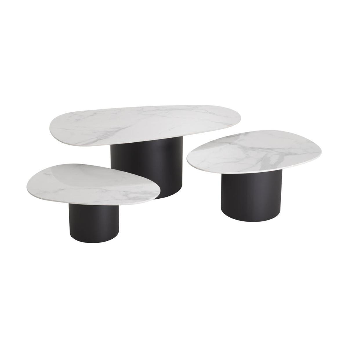 Eichholtz Set of 3 Zane Coffee Tables in White Ceramic Marble – image 3