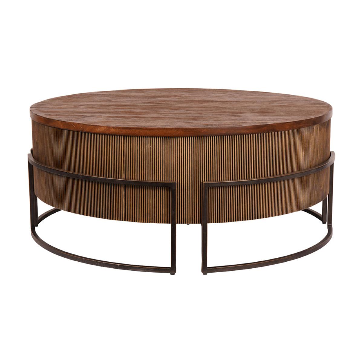 Libra Interiors Hunter Corrugated Antique Gold Accent Table – image 2