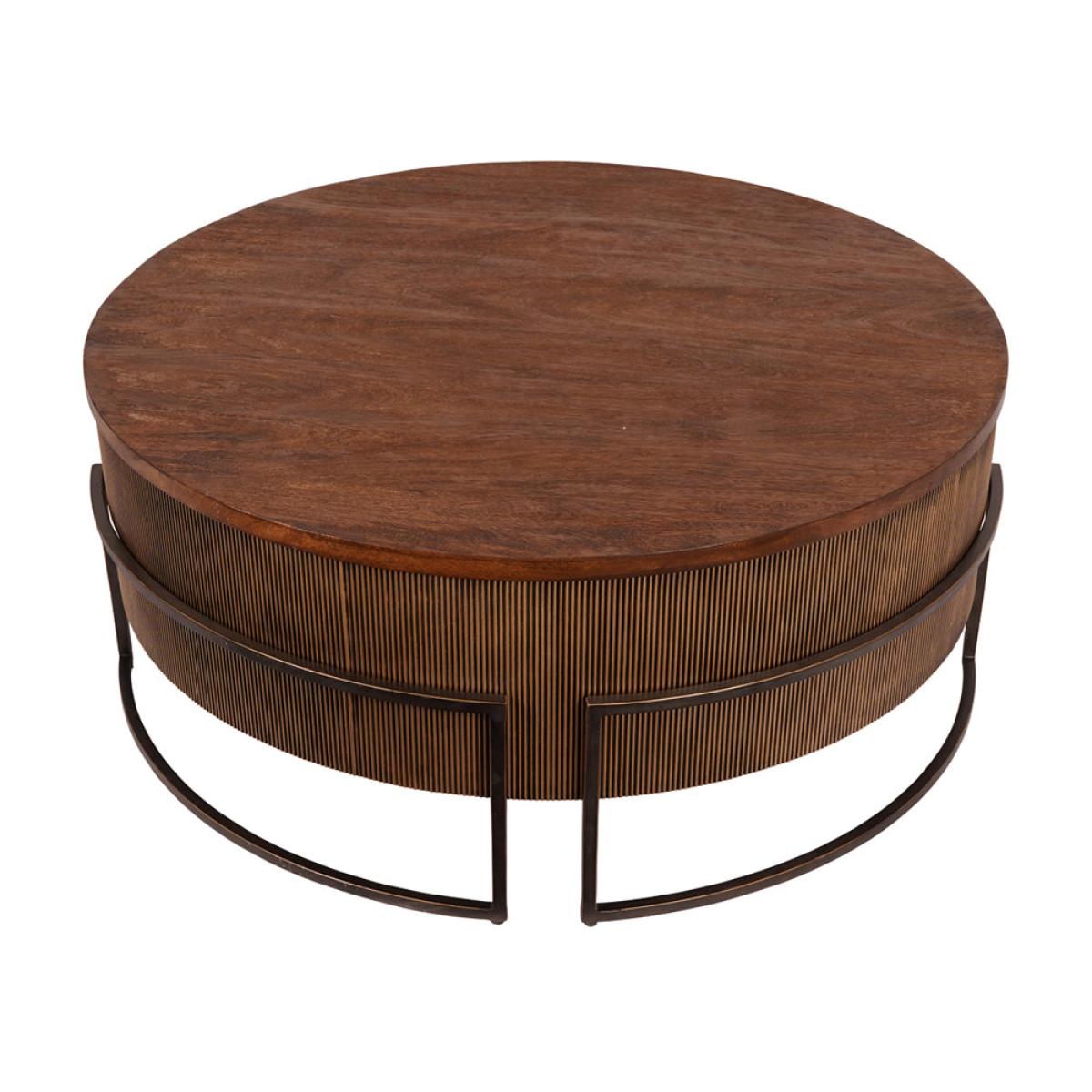 Libra Interiors Hunter Corrugated Antique Gold Accent Table – image 3