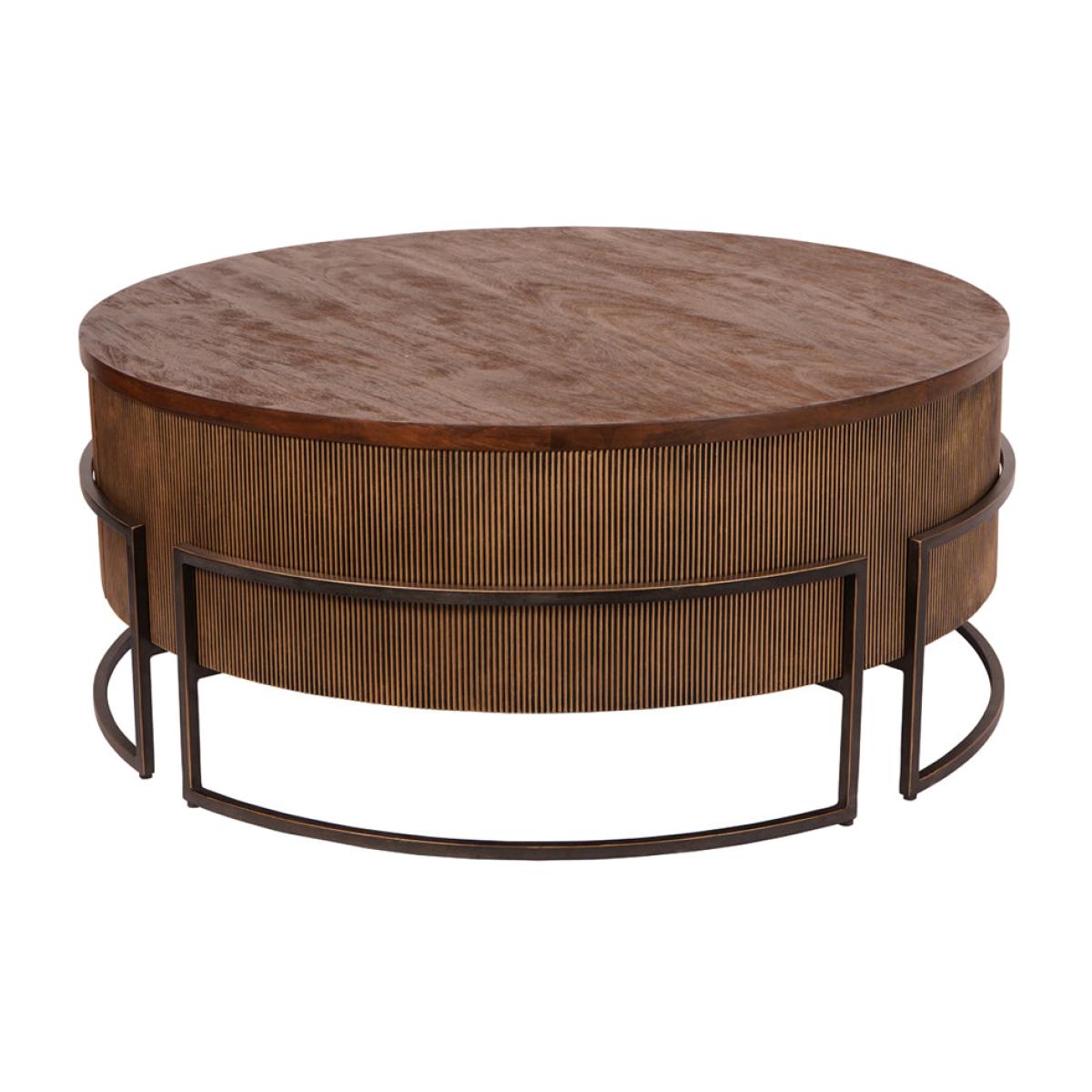 Libra Interiors Hunter Corrugated Antique Gold Accent Table – image 1