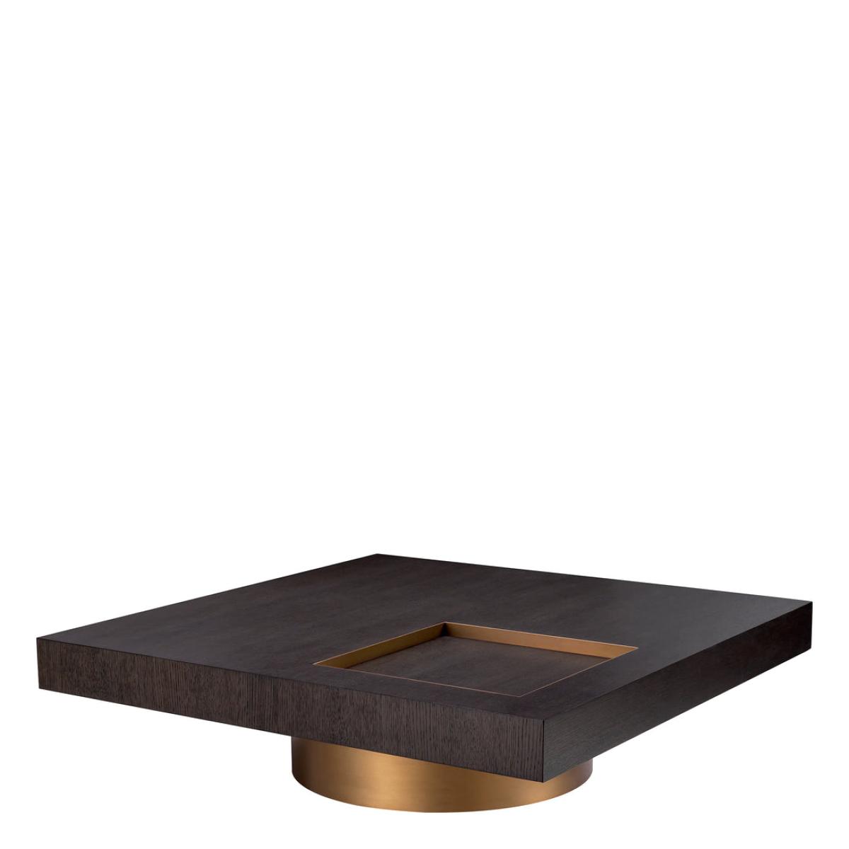 Eichholtz Otus Coffee Table Otus Square Mocha Oak Veneer Brushed Brass Finish – image 2
