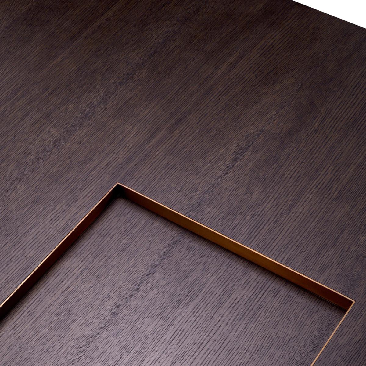Eichholtz Otus Coffee Table Otus Square Mocha Oak Veneer Brushed Brass Finish – image 3