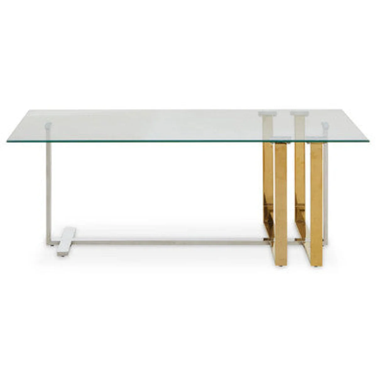Alvea Clear Glass Coffee Table with Gold and Silver Finish Frame – image 2