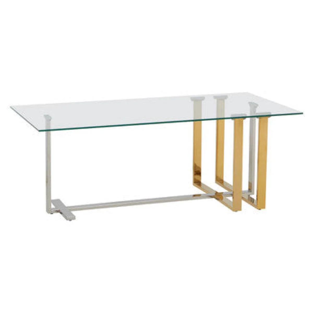 Alvea Clear Glass Coffee Table with Gold and Silver Finish Frame – image 4