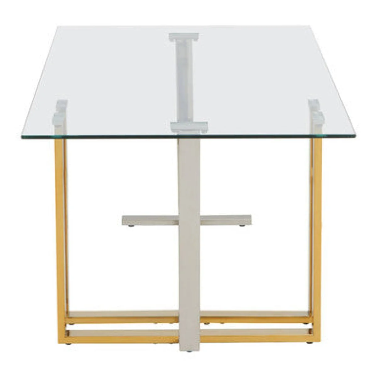 Alvea Clear Glass Coffee Table with Gold and Silver Finish Frame – image 5
