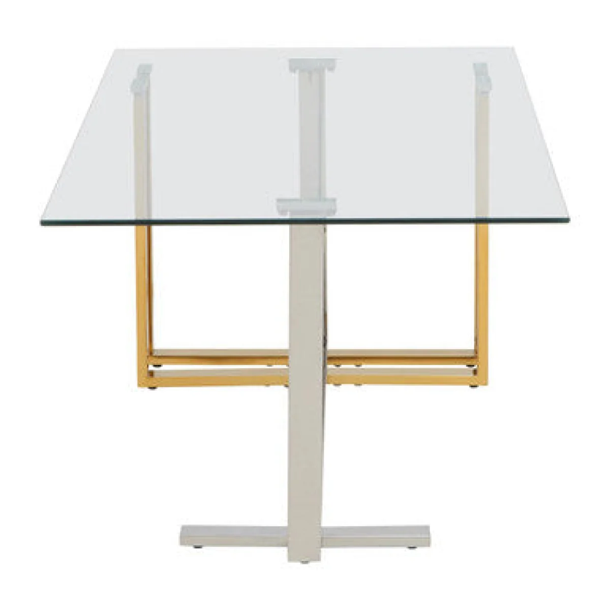 Alvea Clear Glass Coffee Table with Gold and Silver Finish Frame – image 6