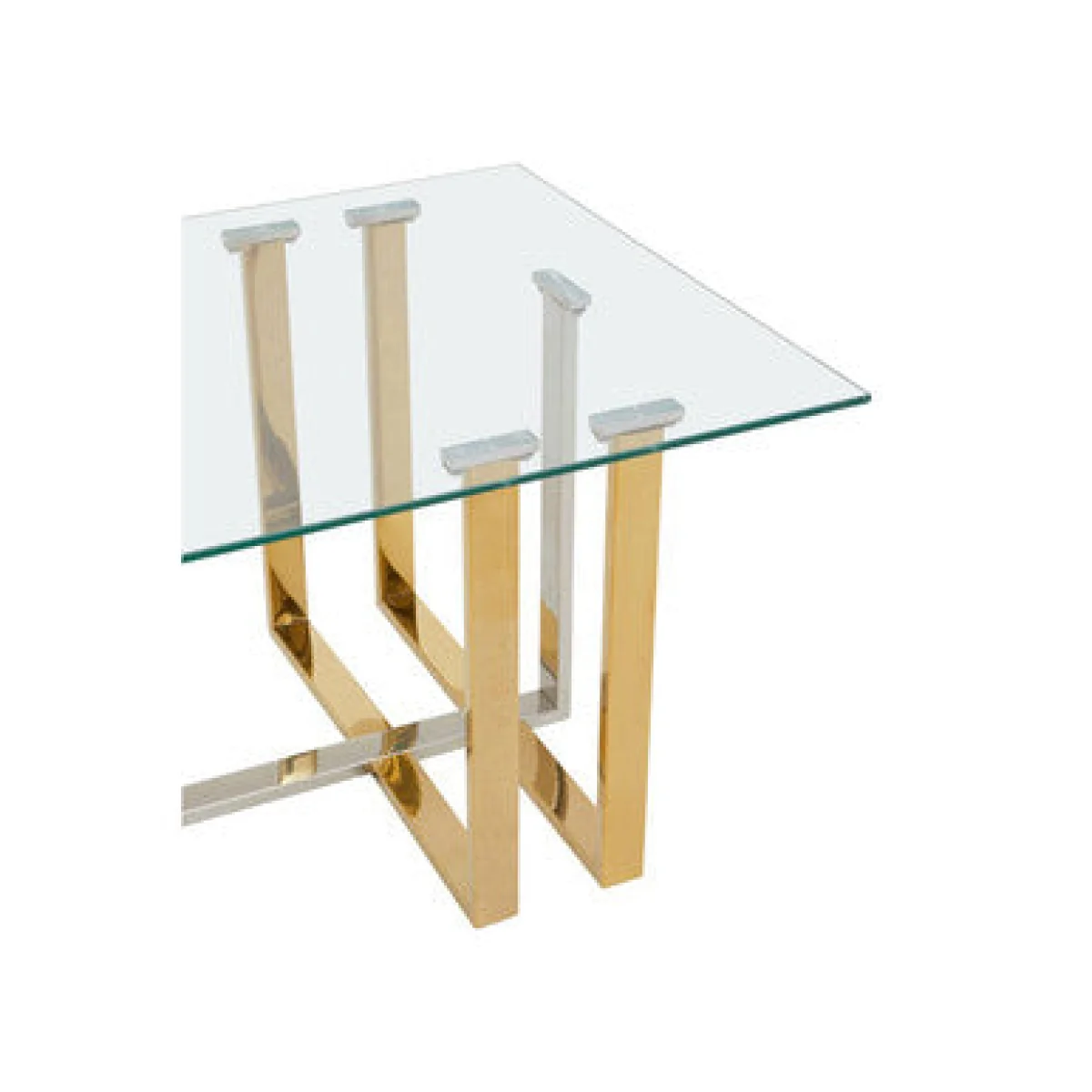 Alvea Clear Glass Coffee Table with Gold and Silver Finish Frame – image 9