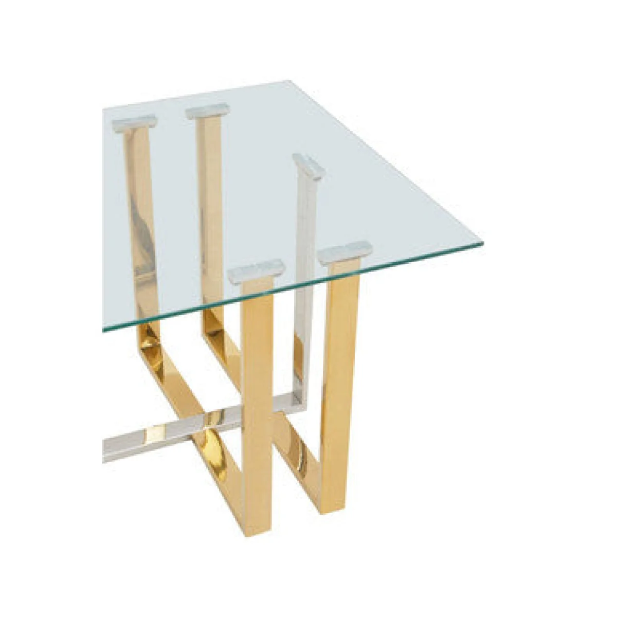 Alvea Clear Glass Coffee Table with Gold and Silver Finish Frame – image 10