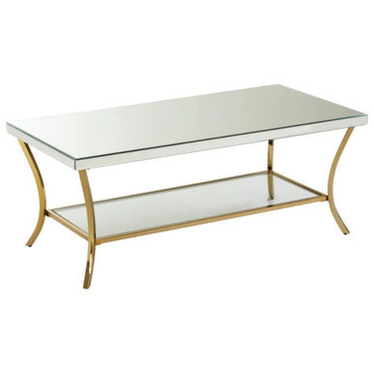 Kensington Townhouse Mirrored Coffee Table with Gold Finish Legs – image 3