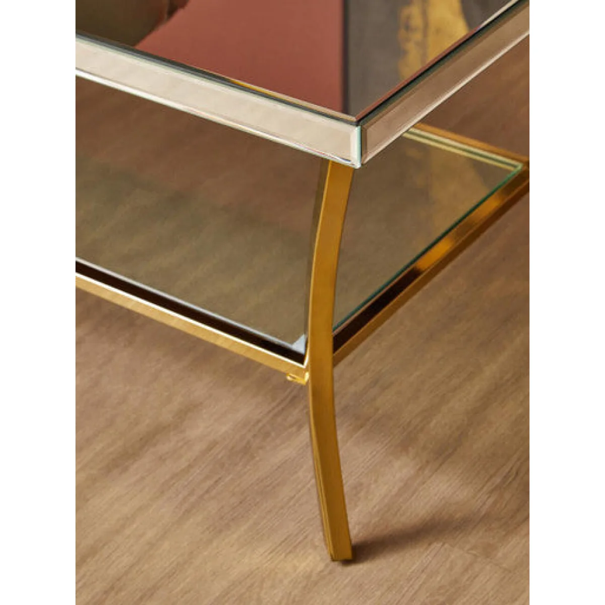 Kensington Townhouse Mirrored Coffee Table with Gold Finish Legs – image 5