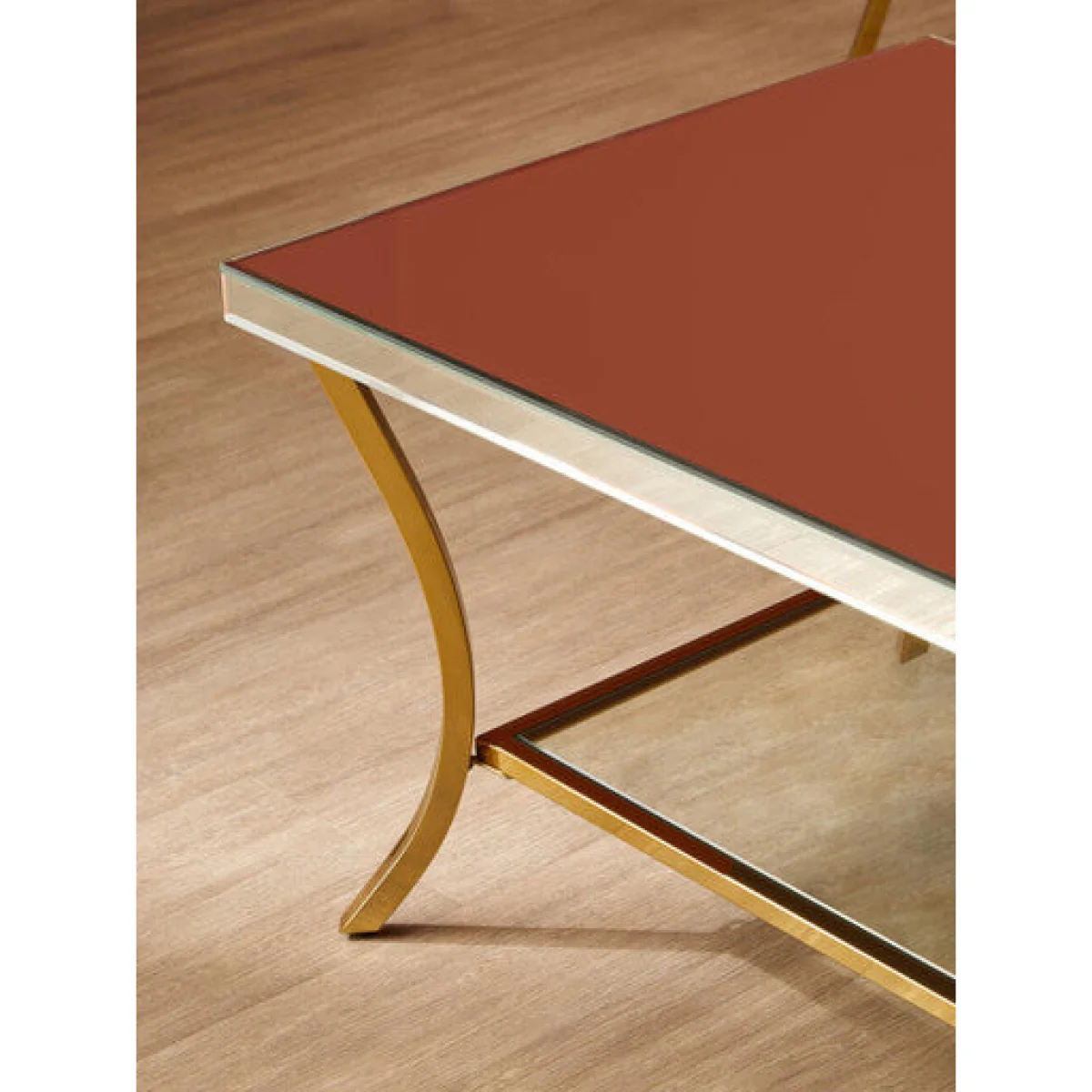 Kensington Townhouse Mirrored Coffee Table with Gold Finish Legs – image 6