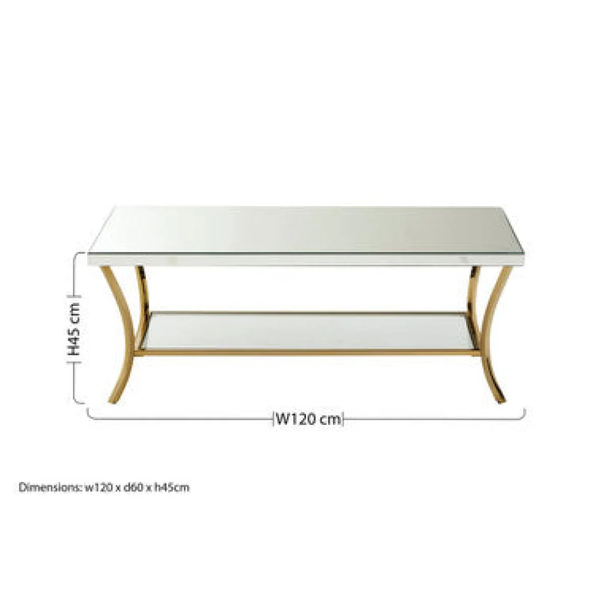 Kensington Townhouse Mirrored Coffee Table with Gold Finish Legs – image 9