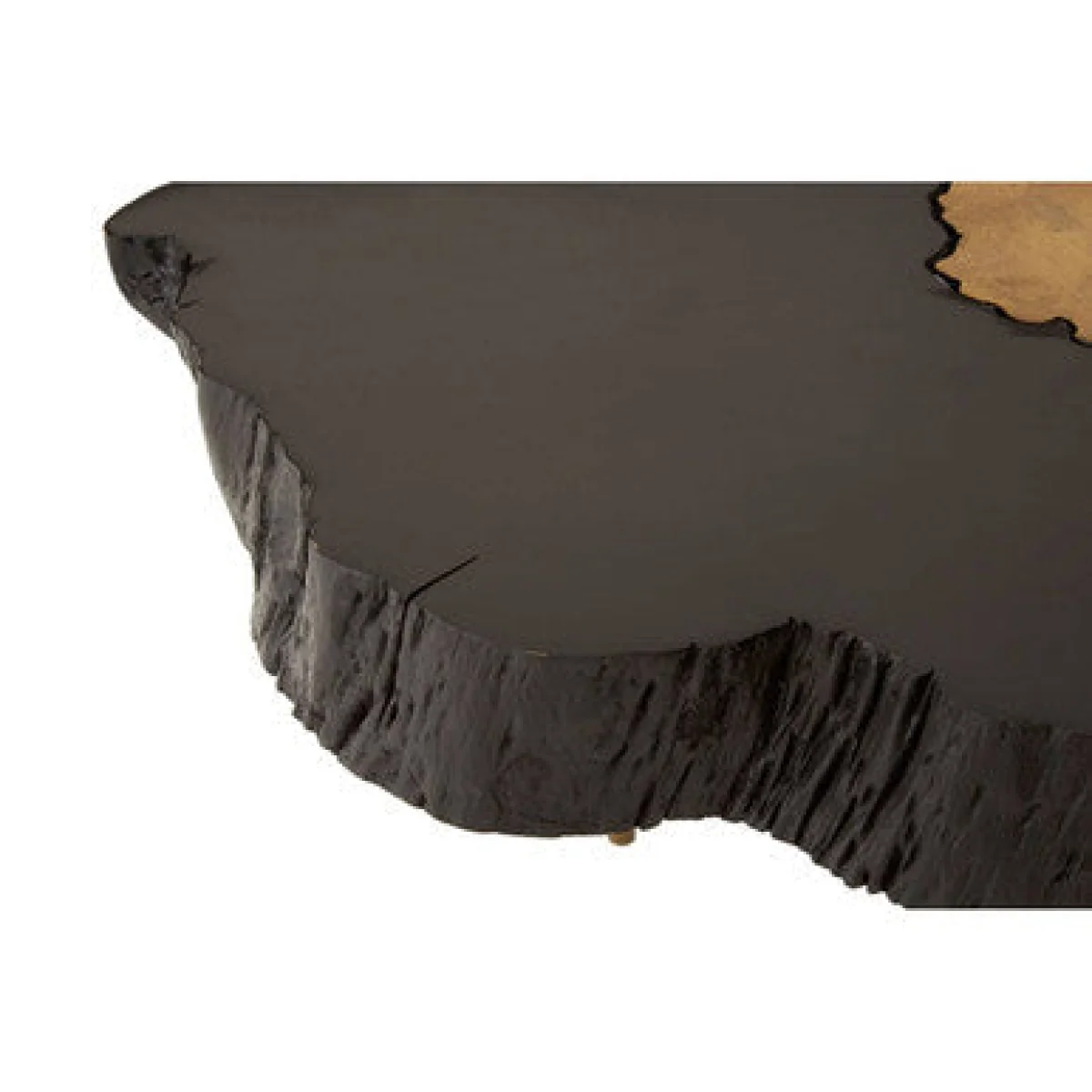 Asamra Black Acacia Wood Live Edge Coffee Table with Gold Finish Legs – image 4