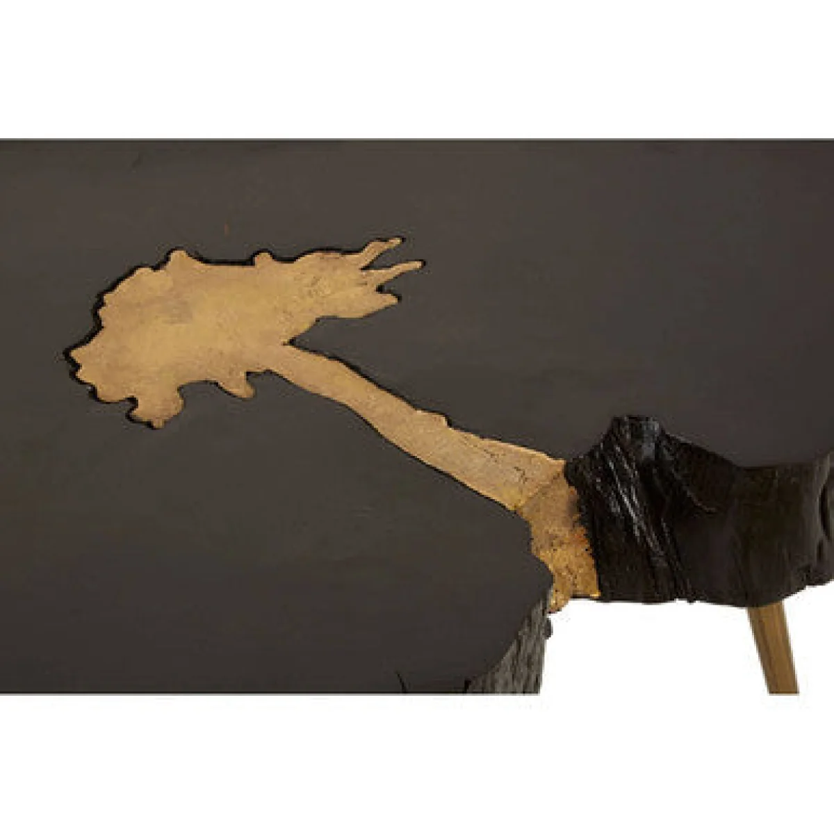 Asamra Black Acacia Wood Live Edge Coffee Table with Gold Finish Legs – image 5