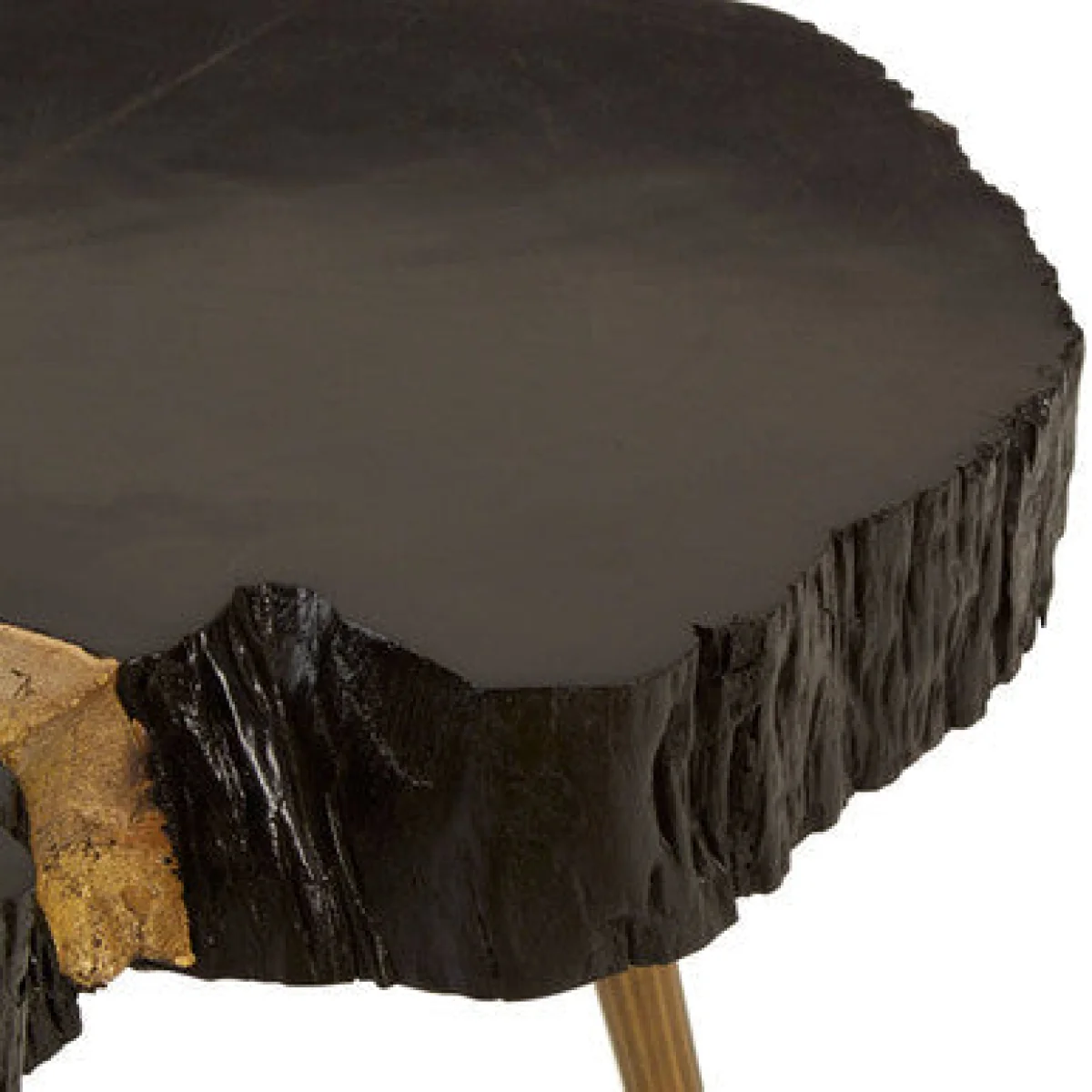 Asamra Black Acacia Wood Live Edge Coffee Table with Gold Finish Legs – image 6