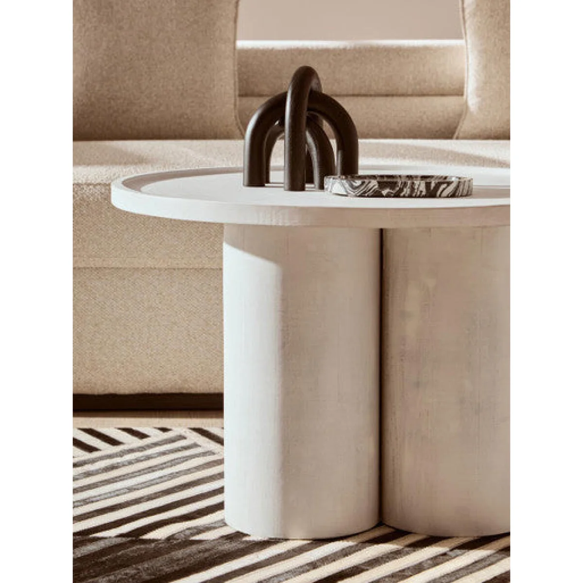 Walsa Whitewash Mango Wood Column Detail Coffee Table – image 5