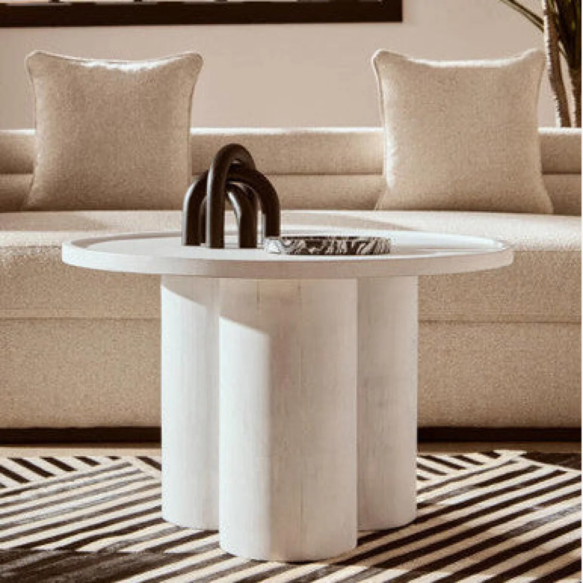 Walsa Whitewash Mango Wood Column Detail Coffee Table – image 1