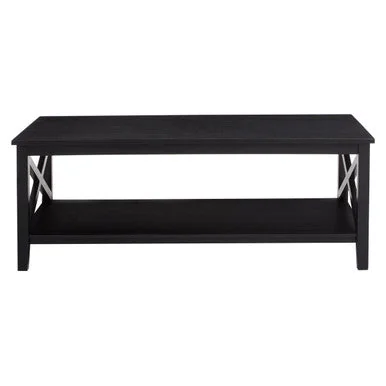 Heritage Black Wooden Coffee Table with Lower Shelf – image 2