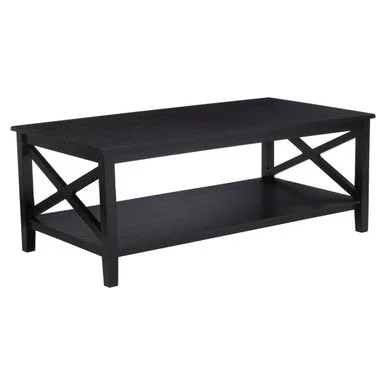 Heritage Black Wooden Coffee Table with Lower Shelf – image 3