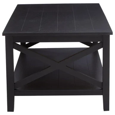 Heritage Black Wooden Coffee Table with Lower Shelf – image 4