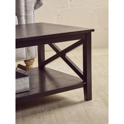 Heritage Black Wooden Coffee Table with Lower Shelf – image 5