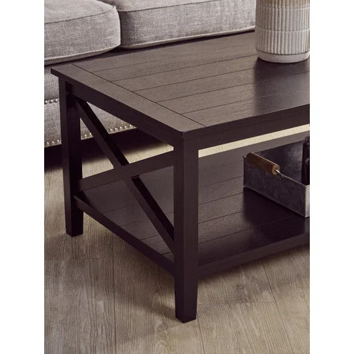 Heritage Black Wooden Coffee Table with Lower Shelf – image 6