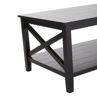 Heritage Black Wooden Coffee Table with Lower Shelf – image 8