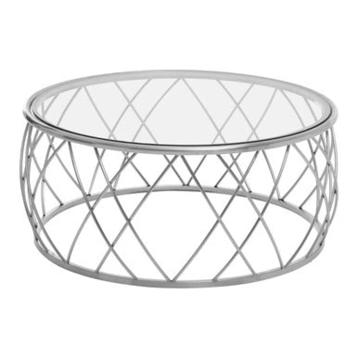 Ackley Clear Glass and Silver Finish Round Coffee Table – image 2