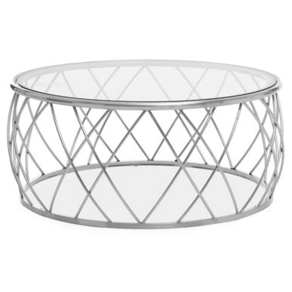 Ackley Clear Glass and Silver Finish Round Coffee Table – image 3