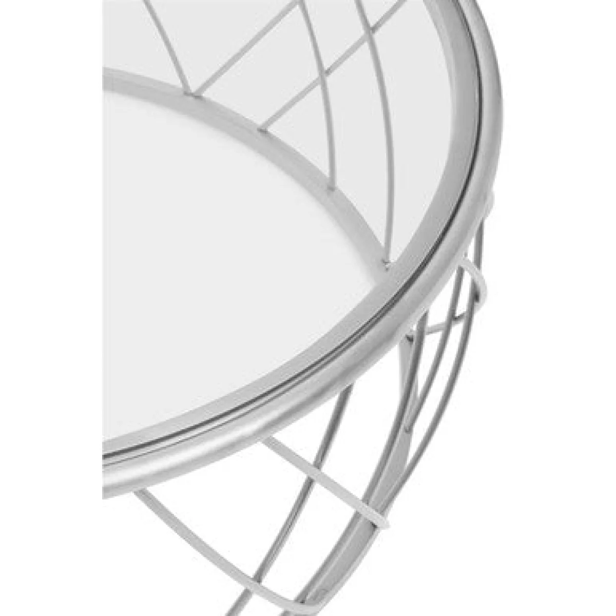 Ackley Clear Glass and Silver Finish Round Coffee Table – image 4