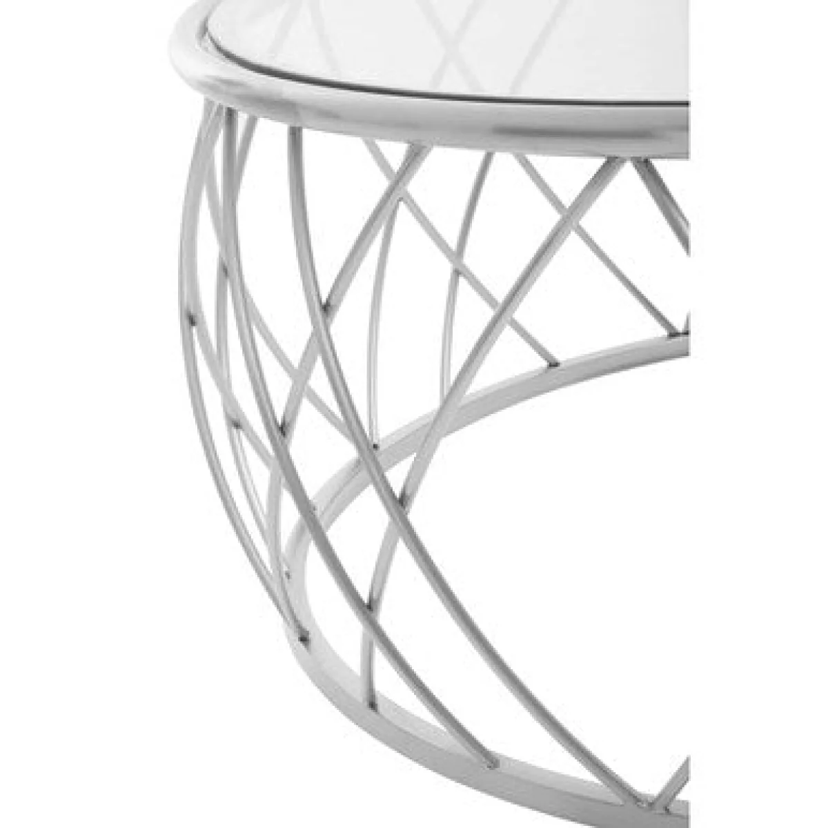 Ackley Clear Glass and Silver Finish Round Coffee Table – image 6