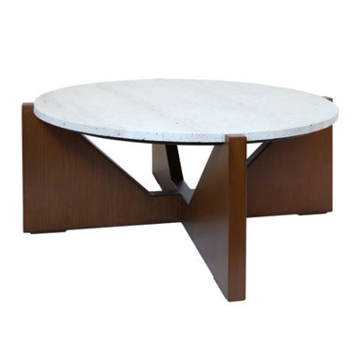 Winton Cream Travertine and Brown Finish Acacia Wood Coffee Table – image 6