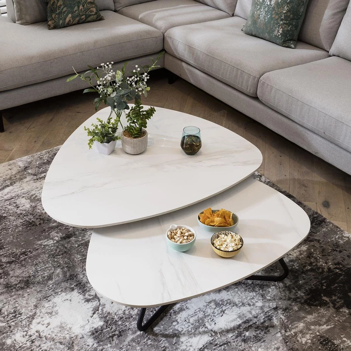ExDisplay Lena Oblong Coffee Table Nest White – image 2