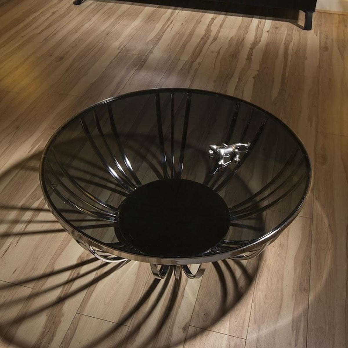 Modern Designer Large Round Coffee Table Glass Top Stainless Steel 201 – image 3