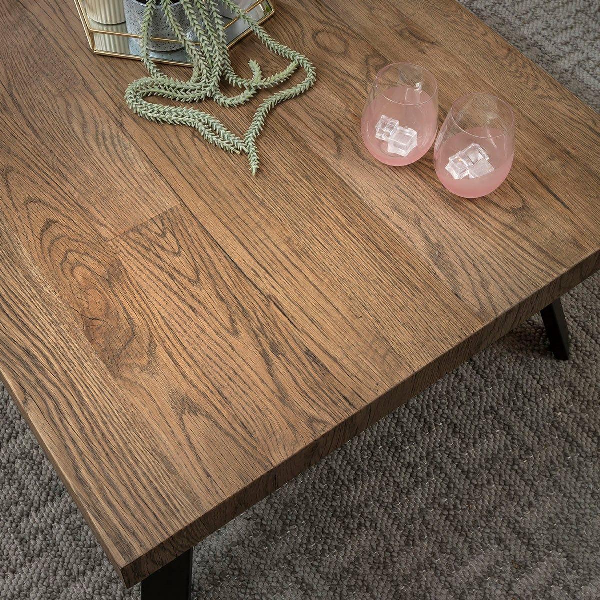 Modern Wooden Coffee Table Dark Recliamed Oak 140cm x 70cm – image 2