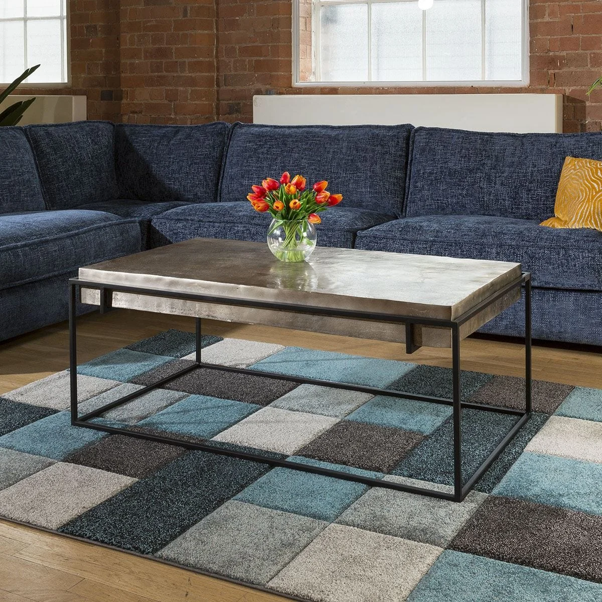 ExDisplay Designer Rectangle Coffee Table with Champagne Gold Coloured Top. – image 2