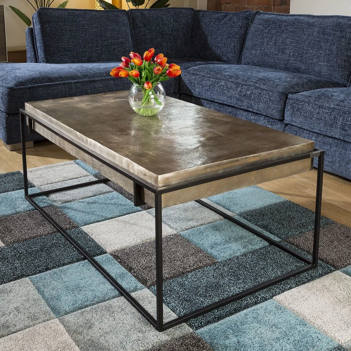 ExDisplay Designer Rectangle Coffee Table with Champagne Gold Coloured Top. – image 3
