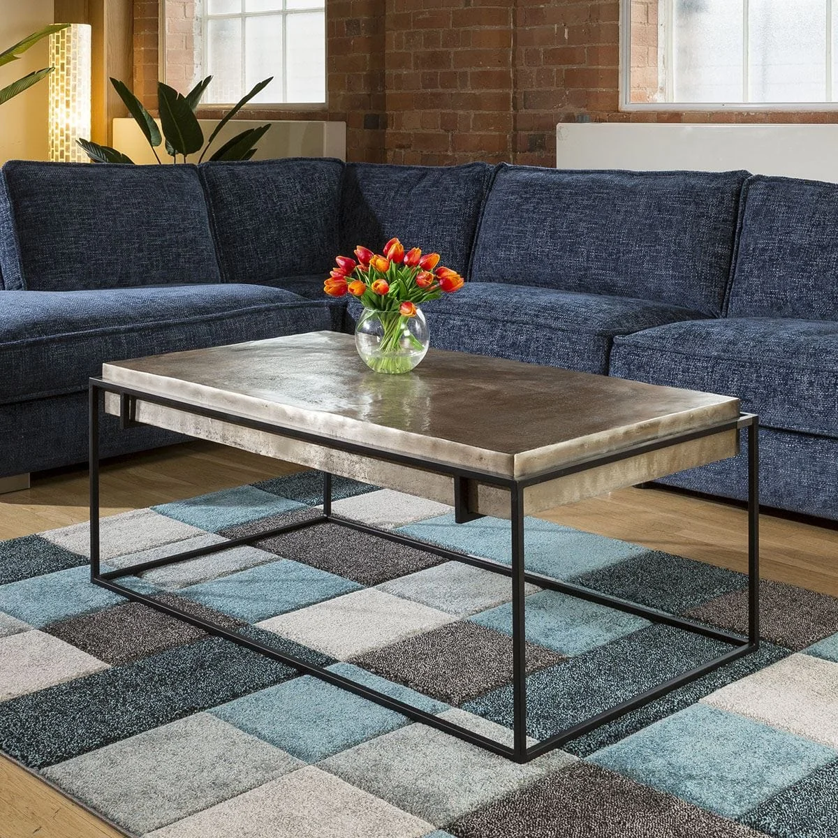 ExDisplay Designer Rectangle Coffee Table with Champagne Gold Coloured Top. – image 1