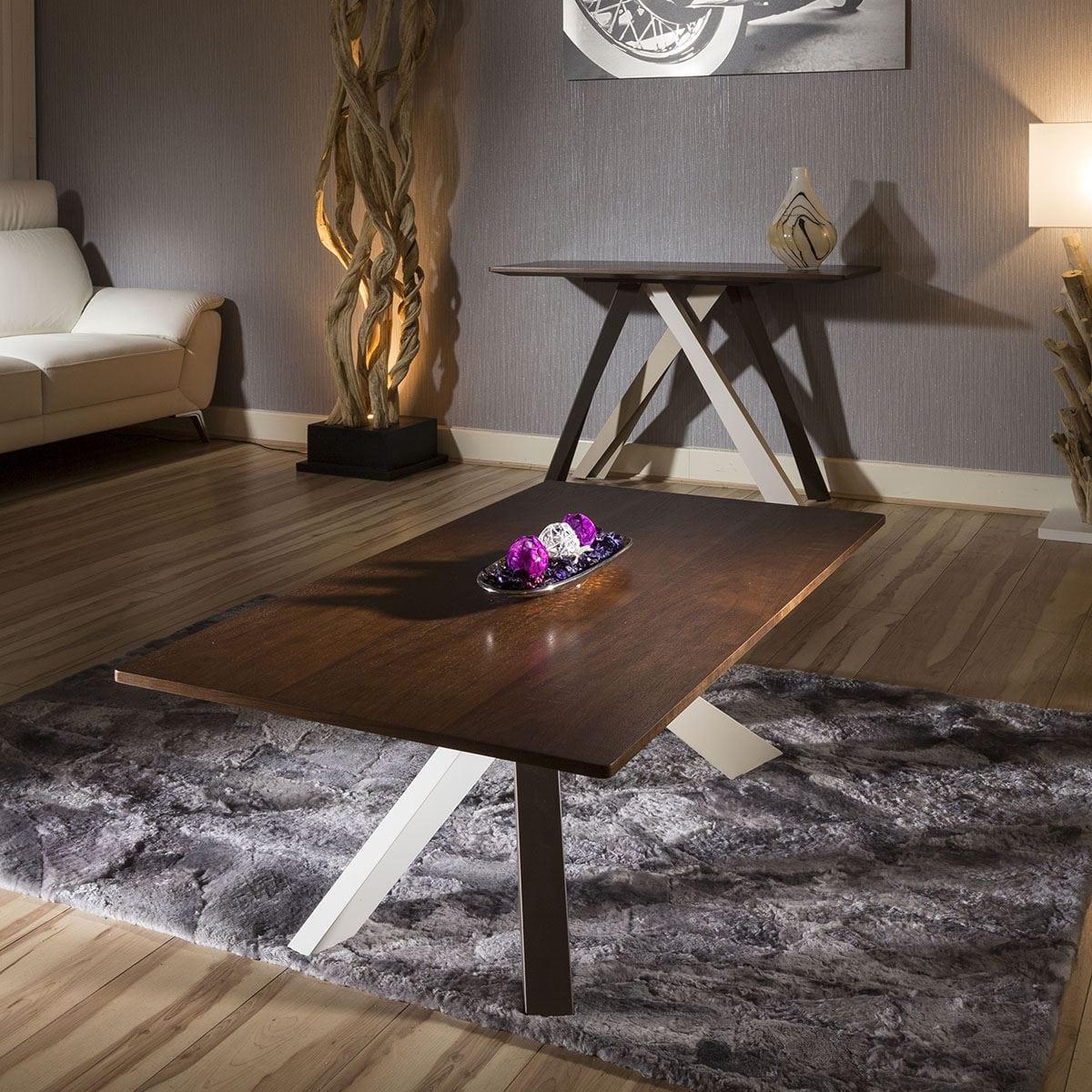 Luxury Modern Designer Walnut top Modern Coffee Table Steel Legs New – image 2
