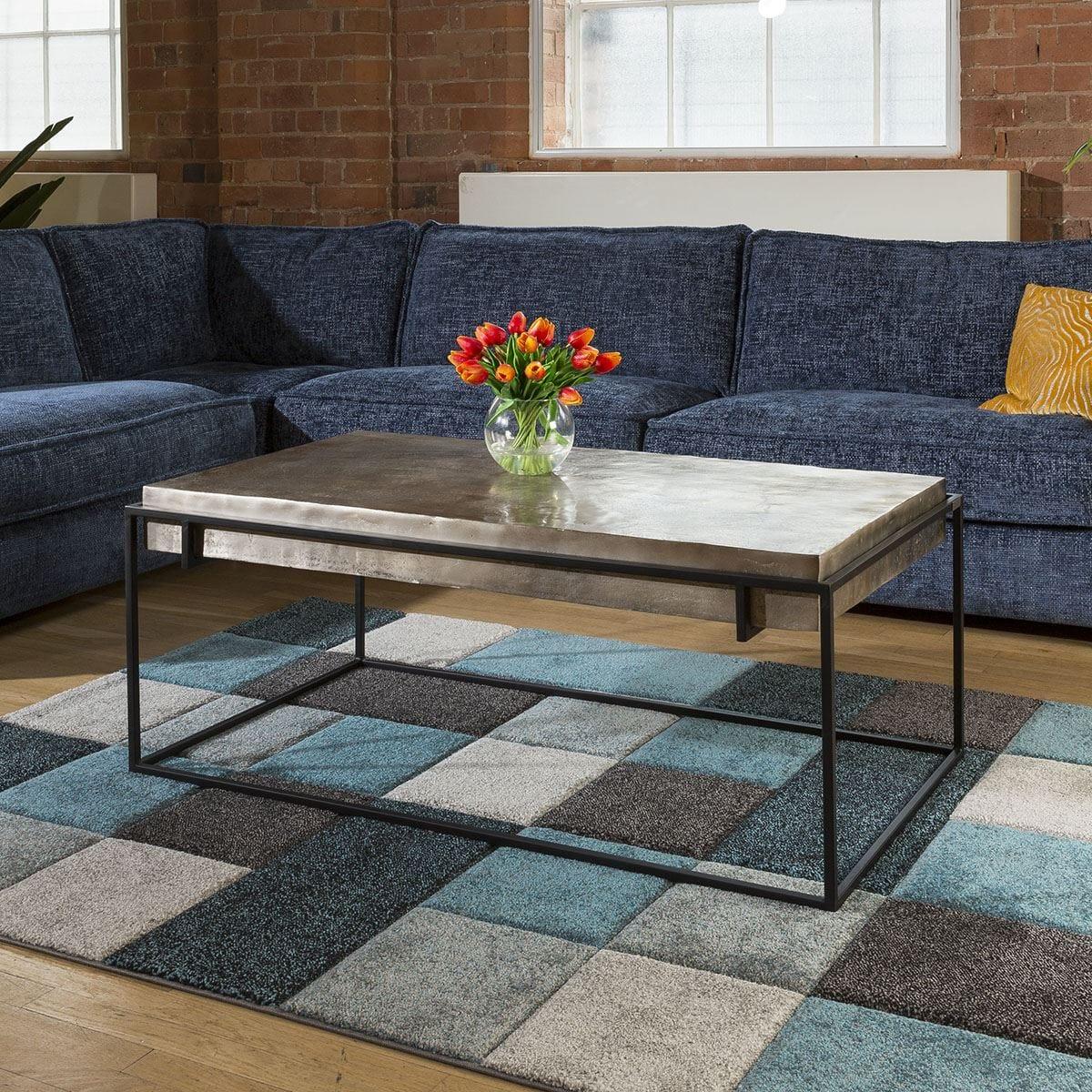 Designer Rectangle Coffee Table with Champagne Gold Coloured Top. – image 2