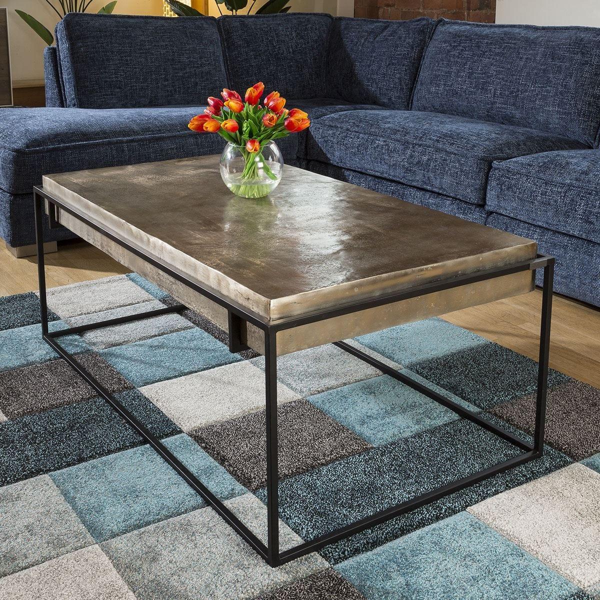 Designer Rectangle Coffee Table with Champagne Gold Coloured Top. – image 3