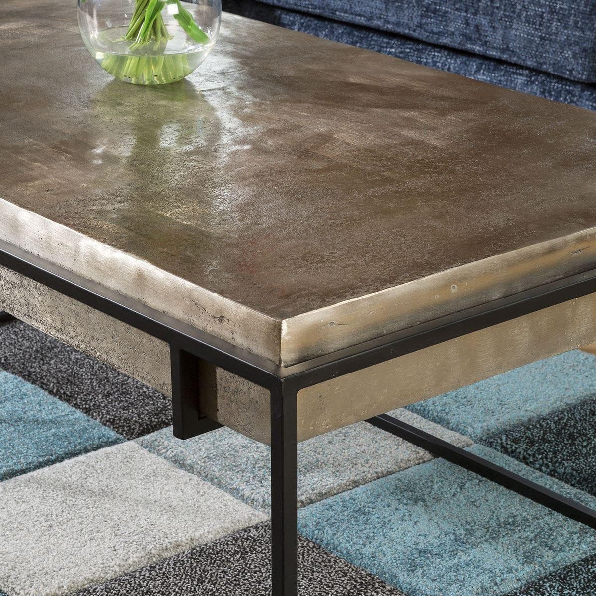 Designer Rectangle Coffee Table with Champagne Gold Coloured Top. – image 5
