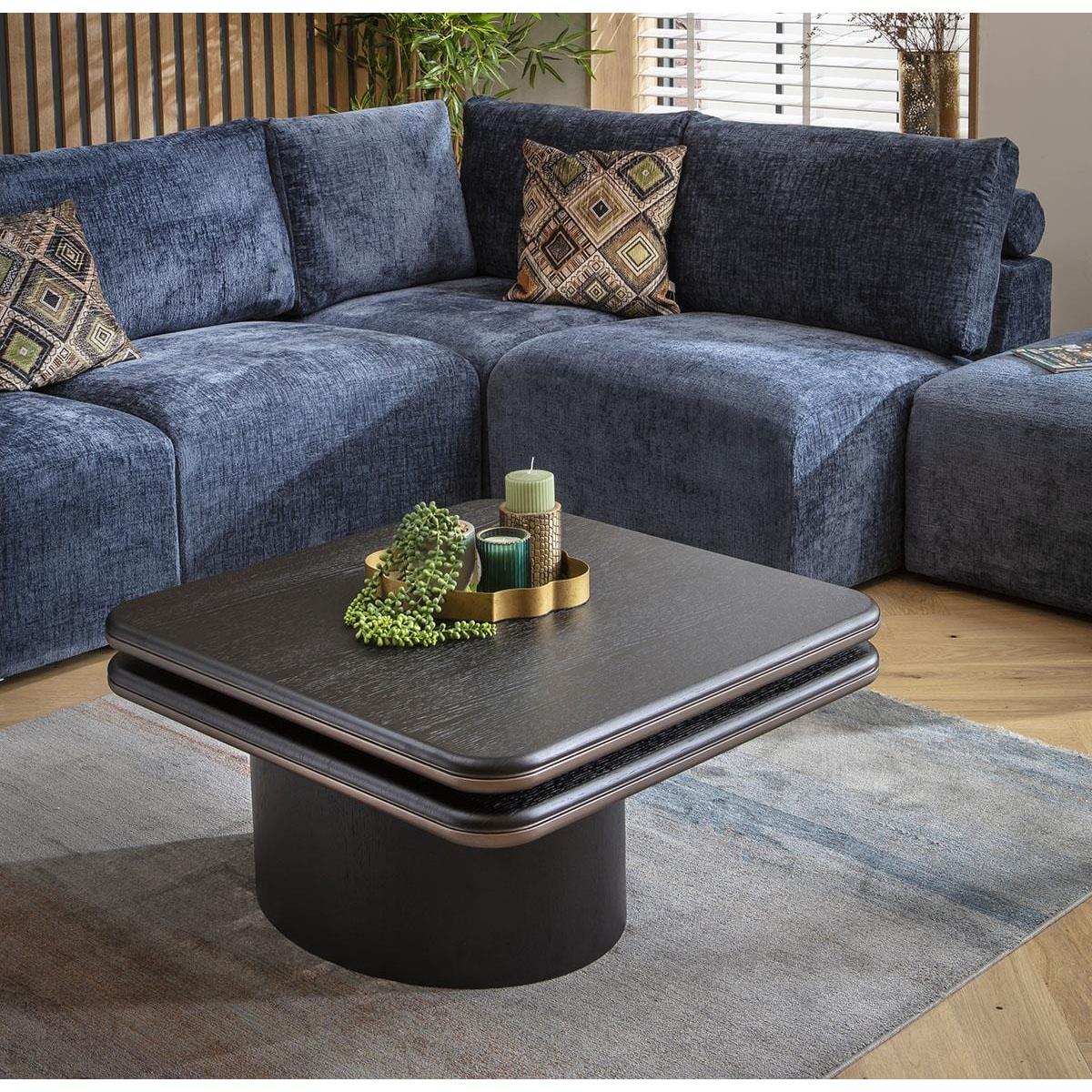 Unique Large Swivel Top Black Oak Coffee Table 120x80cm – image 2