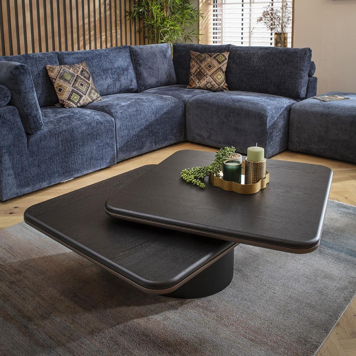 Unique Large Swivel Top Black Oak Coffee Table 120x80cm – image 3