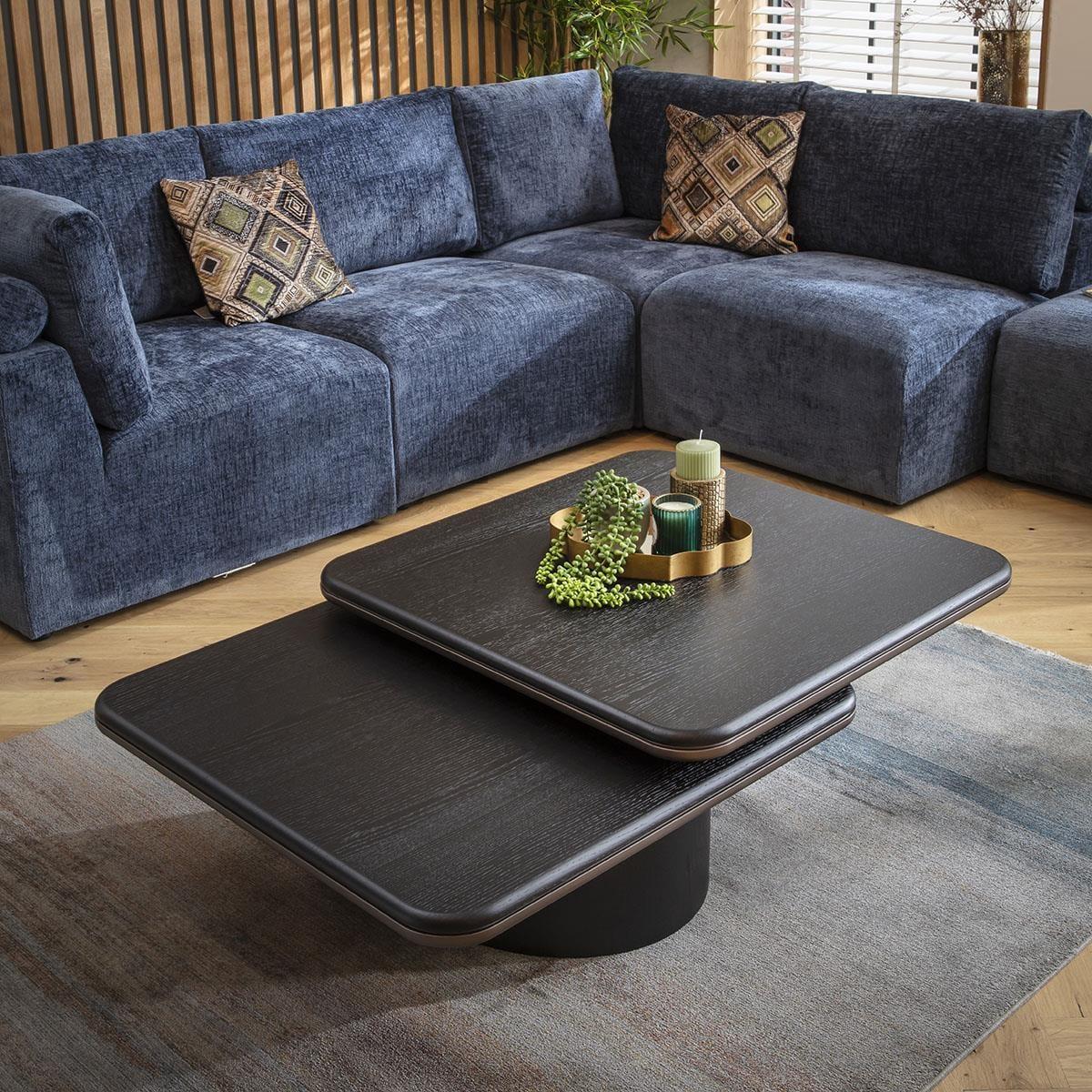 Unique Large Swivel Top Black Oak Coffee Table 120x80cm – image 4