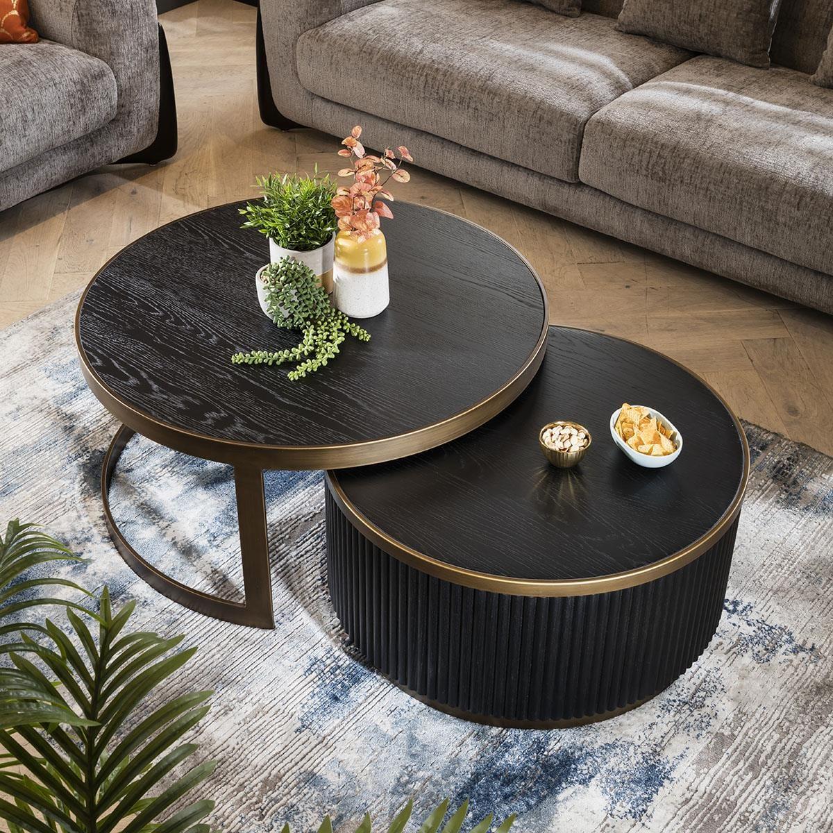 ExDisplay Dorian Round Nested Coffee Tables Black Oak #2 – image 2