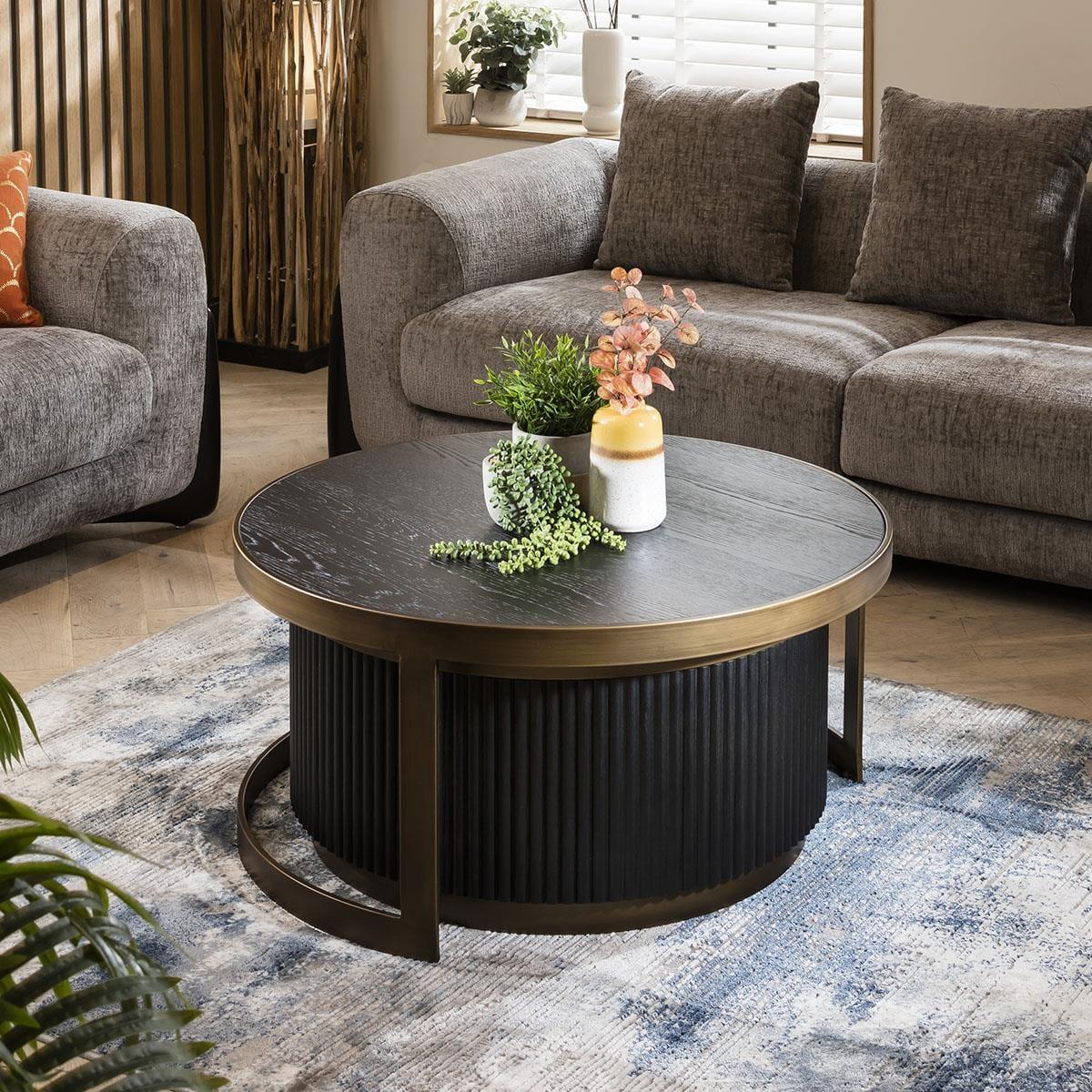 ExDisplay Dorian Round Nested Coffee Tables Black Oak #2 – image 3