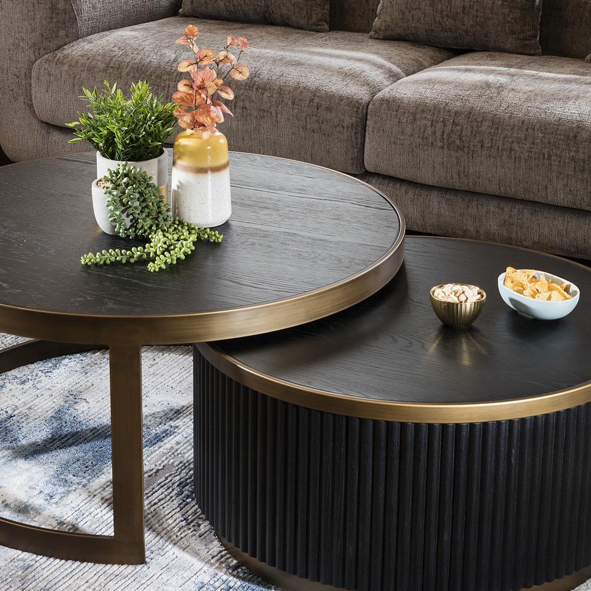 ExDisplay Dorian Round Nested Coffee Tables Black Oak #2 – image 4