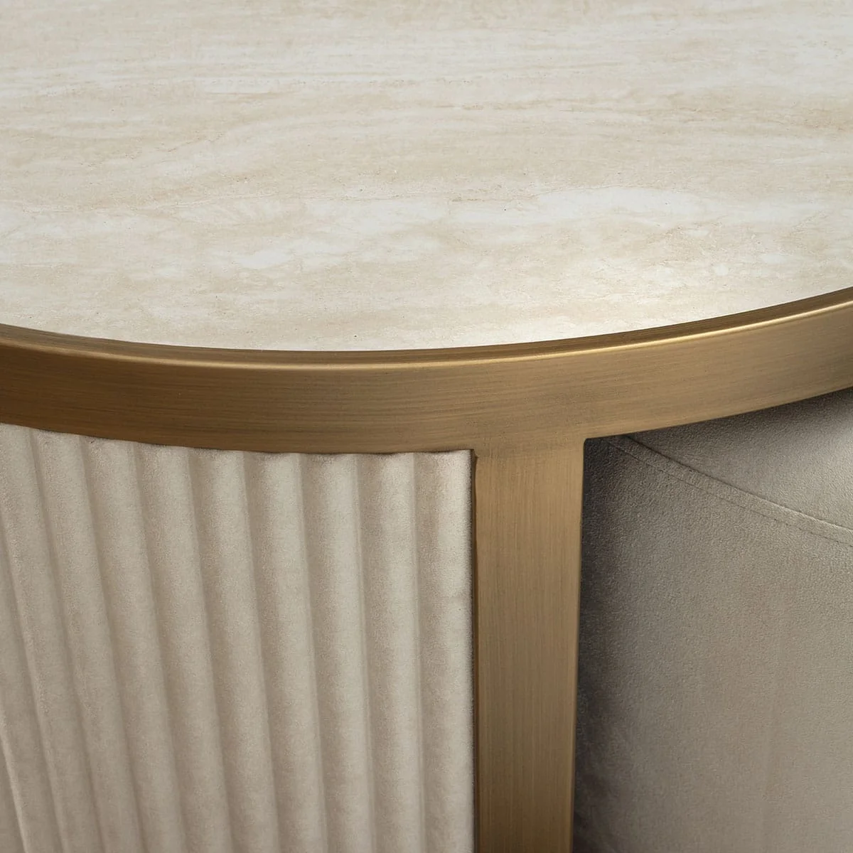 Budapest Ceramic Round Coffee Table Cream & Brass 92cm